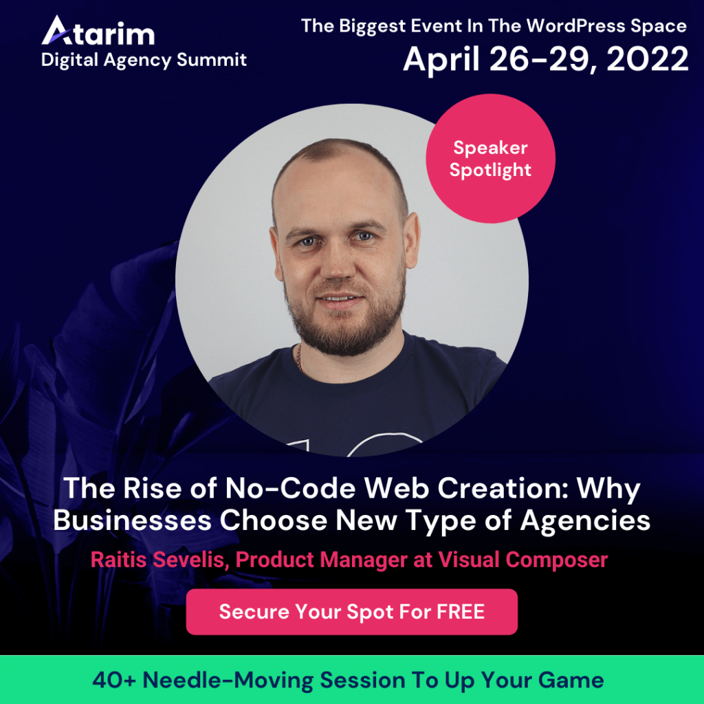 Atarim Agency Summit 2022 Speaker Raitis Sevelis Banner