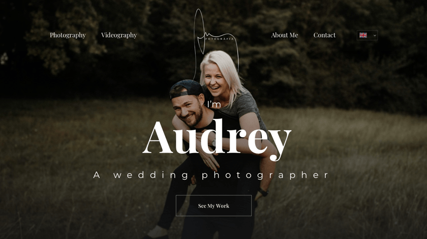 Audrey - wedding photographer website example