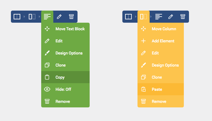 Copy/Paste option in Visual Composer