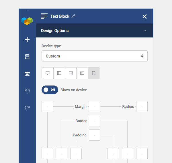 Hide element on any device with Design Options responsive controls