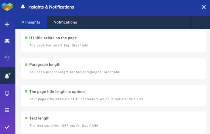 Visual Composer Insights Assistant Tool for Website Performance Improvement tool