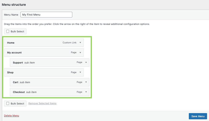 Managing and adding sub-sections in your WordPress menu