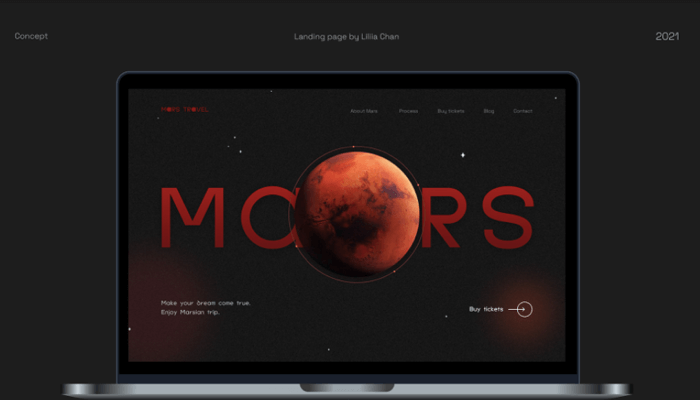 Mars Travel landing page by Liliia Chan