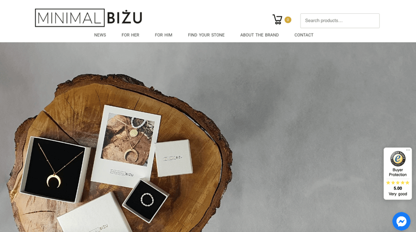 Minimal Biżu jewellery store website design