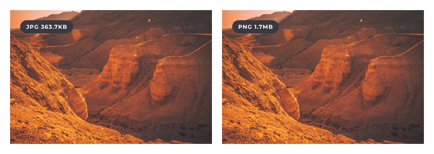 PNG vs JPG image file size