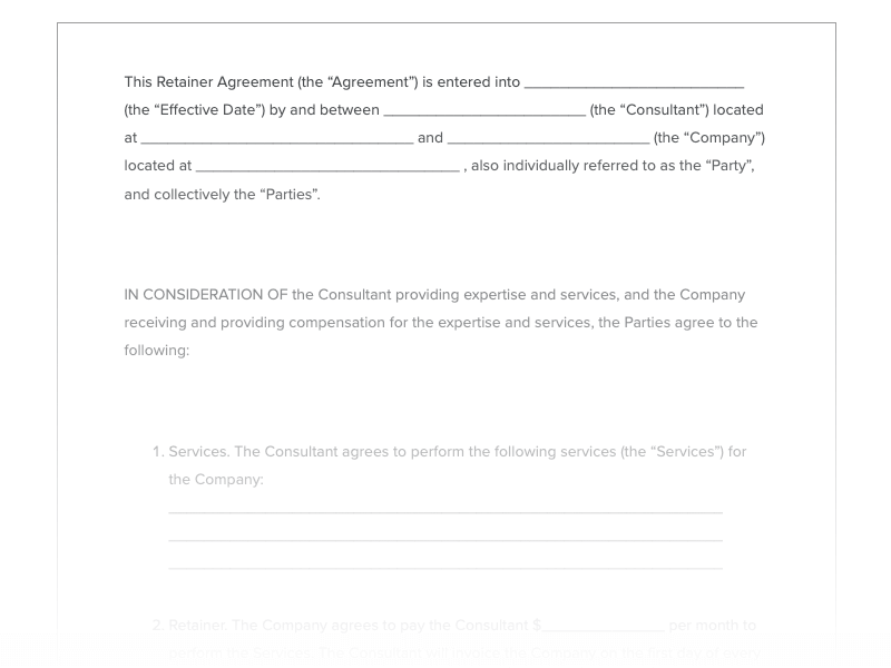 Retainer agreement free template from SignWell