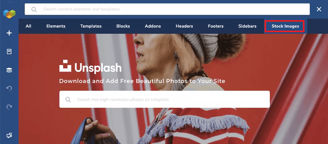 Unsplash in the Visual Composer Hub