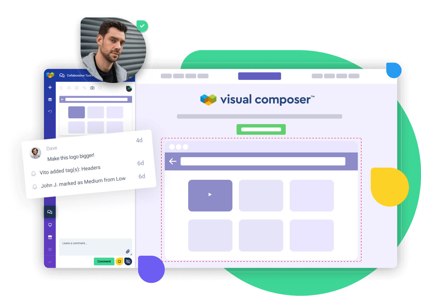 Atarim integration in Visual Composer interface