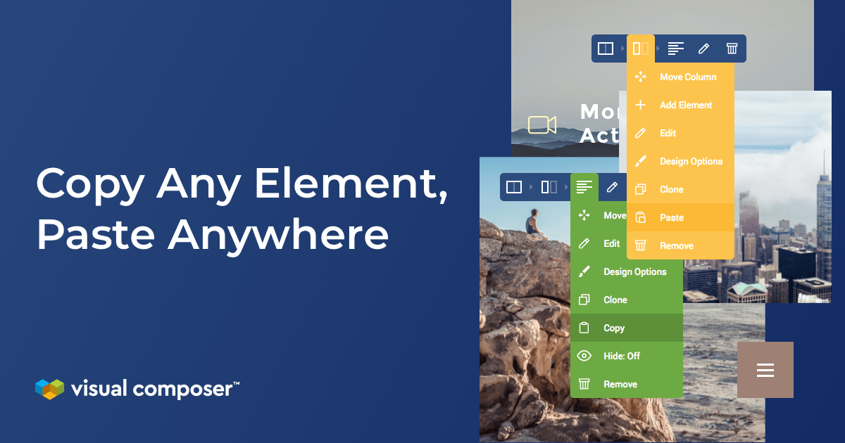 Copy paste elements across your WordPress site with Visual Composer Website Builder