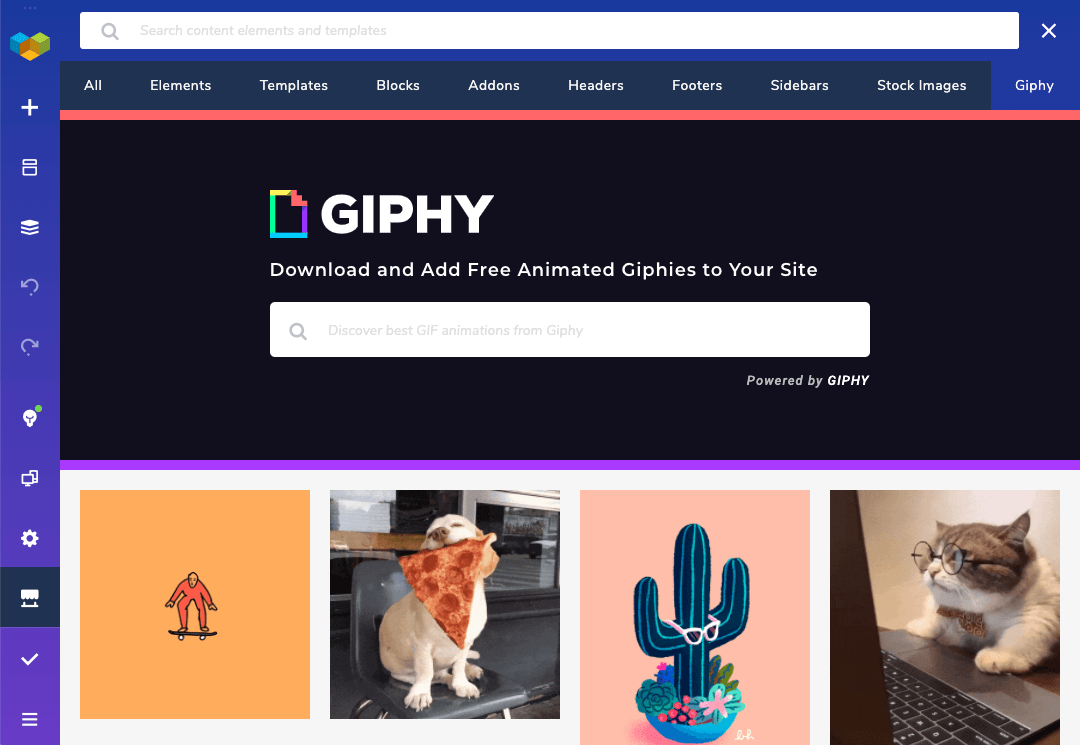 Giphy library in Visual Composer Hub